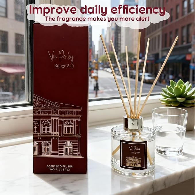 Rouge 540 Reed Diffuser 100ml – A Luxurious Amber Floral Home Fragrance, Aromatherapy, Long-Lasting Scent, and an Elegant Room Decor Gift.