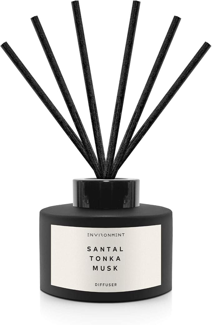 Environment Inspired by 5-Star Resort 1HT Reed Diffuser, 200ml Luxury Scented Diffuser Aromatherapy (Santal | Tonka | Musk) Reed Diffusers for Home, Diffusing Oil Fragrance, Home Fragrance Products