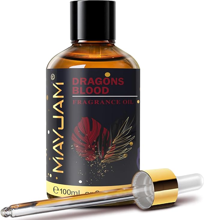 MAYJAM 100ML/3.38FL.OZ Dragons Blood Fragrance Oils with Glass Dropper, Essential Oils for Diffusers for Home, Long Lasting Scented Oils for Diffusers Soap Candle Making