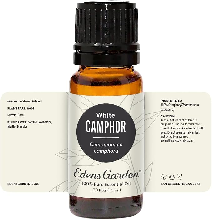Edens Garden Camphor- White Essential Oil, 100% Pure Therapeutic Grade (Undiluted Natural/Homeopathic Aromatherapy Scented Essential Oil Singles) 10 ml