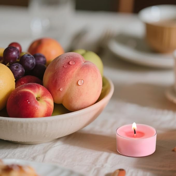 Scented Tea Lights Candles, Peach Sunset, 8 Pack – Pink Scented Tealight Candles – 100% Palm Wax, 6 Hour Burn Aromatherapy Tea Light Votive Candle for Thanksgiving, Gifts, Party Decor