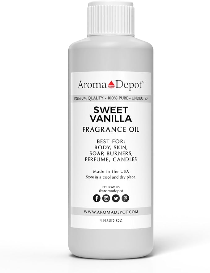 Aroma Depot 4 oz / 4 Ounce Sweet Vanilla Unisex Perfume/Body Oil Our Interpretation, Premium Quality Uncut Fragrance Oil