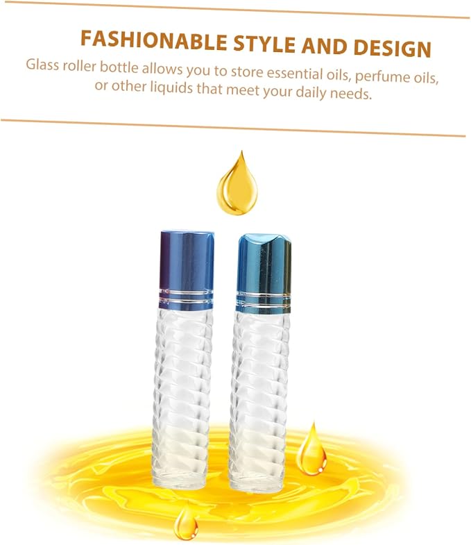 FUOYLOO 12pcs 5ml Glass Roll-on Bottles with Caps Essential Oil Roller Bottle Kit Portable Refillable Perfume Sub-packaging for Travel and Aromatherapy Random Color