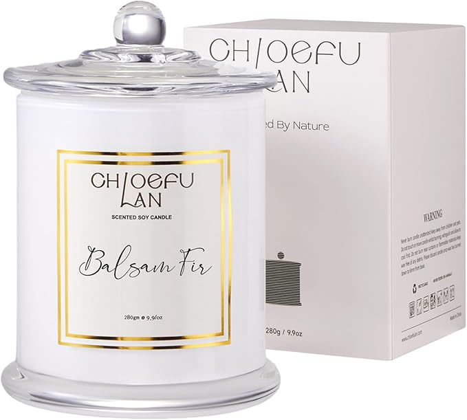 Balsam Fir Scented Candle, Holiday Candles for Home Scented with Notes of Cedarwood, Oak, Moss & Fir, Christmas Decor, Christmas Gifts for Women & Men, Winter Candles, 70 Hours 10 oz