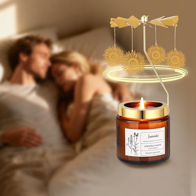 Candles Gifts for Women, Birthday Gifts for Daughter Sister Mom Wife, Unique Gift for Friend Women Rotatable Lavender Candles Gift for Anniversary Christmas Mothers Day