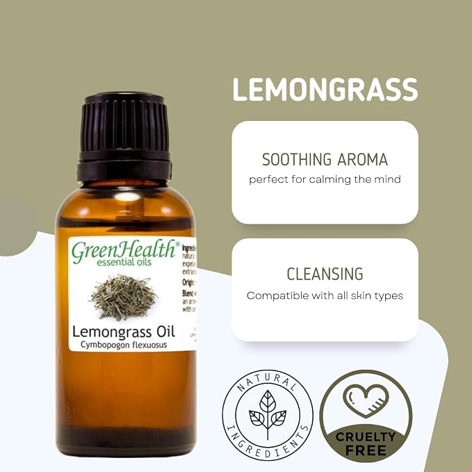 GreenHealth Lemongrass Essential Oil 1 Gallon – Wholesale Bulk Size | 100% Pure & Uncut | Natural Steam Distilled Oil for Candle Making, Cleaning, Air Care & More