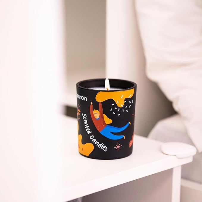 Lamron Tomato Leaf Scented Candle - Fresh Garden Vine Aroma for Kitchen, Odor Eliminator, 7.1oz Natural Coconut Soy Wax, Unique Cute Birthday Gifts