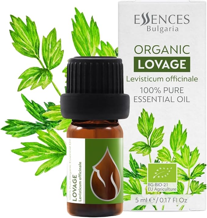 Essences Bulgaria Organic Lovage Essential Oil 1/6 Fl Oz | 5ml | Levisticum officinale | 100% Pure and Natural | Undiluted | Therapeutic Grade | Family Owned Farm | Steam-Distilled | Non-GMO | Vegan