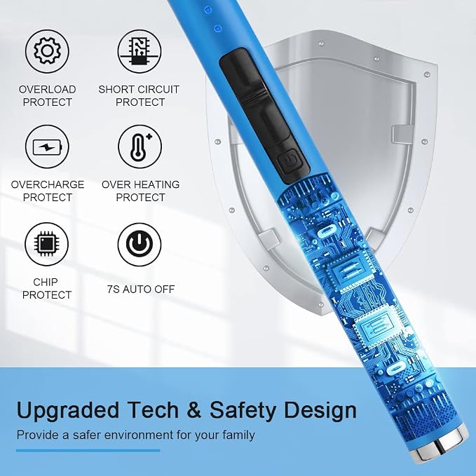 SUPRUS Fluorescent Lighter Glows in The Dark USB Lighter Rechargeable Windproof Pocket Size for Candle Cooking BBQ in Party (Blue)