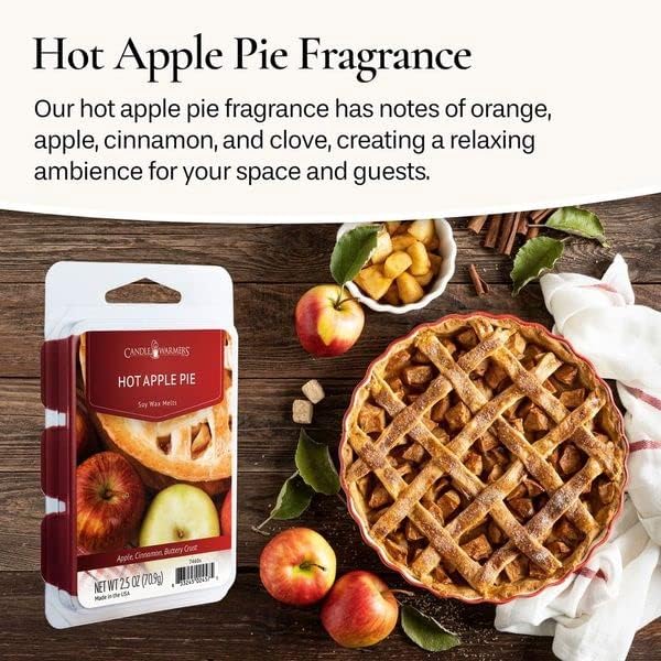 Candle Warmers Etc Classic Wax Melts 2.5oz, Hot Apple Pie Fragrance (4-Pack) – Each Pack has x4 2.5 oz Wax Melts and 30 Hours of Fragrance – Perfect for bedrooms, Living Rooms, and bathrooms