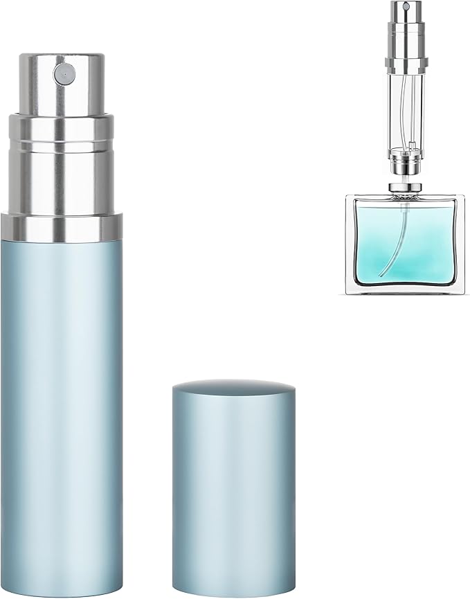 Refillable Perfume Atomizer Travel Bottle 5ml Leakproof Luxury Travel Perfume Refillable Bottle, Portable Fragrance Atomiser (Light Blue)