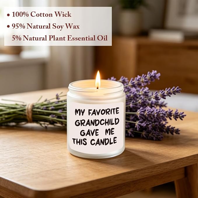 Gifts for Grandma Grandpa Novelty Lavender Scented Soy Candle Gift Unique Christmas Mothers Day Birthday Gifts Happy Retirement Retired Gift for Grandpa Grandma Grandparents