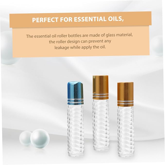 FUOYLOO 12pcs 5ml Glass Roll-on Bottles with Caps Essential Oil Roller Bottle Kit Portable Refillable Perfume Sub-packaging for Travel and Aromatherapy Random Color