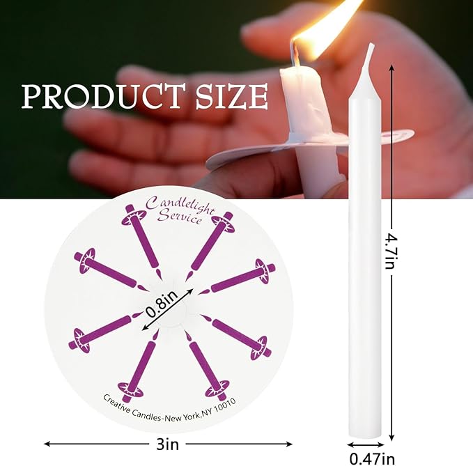 YOROXRG 200 pcs Church Candles with Drip Protectors for Devotional Candlelight Vigil Service, Unscented White 5" H X 1/2" D, No Smoke, Shabbat, Praye