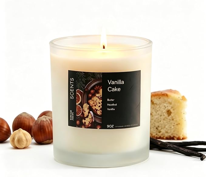 Natural Soy Wax Vanilla Cake Candle, 50 Hour Clean Burning Gourmand Aromatherapy Candle for Relaxation, Home, Spa, Yoga, Bedroom & Holiday Gifts Sweet Gourmand Aromatherapy Candle