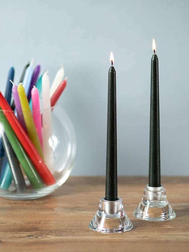 CANDWAX Black 12 inch Taper Candles Pack of 4 - Unscented Smokeless Dripless Tall Candle Sticks - Perfect for Home Decor, Special Occasions - Black Taper Candles (Packaging May Vary)