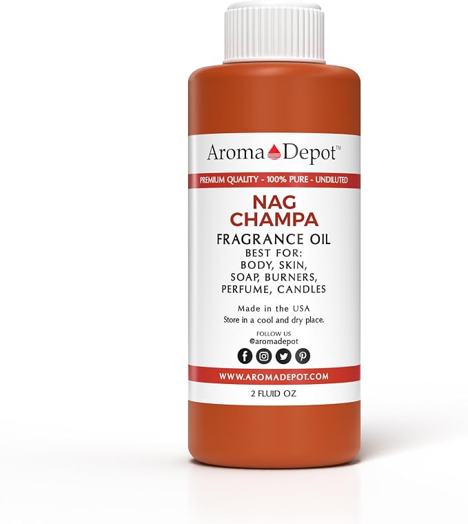 Aroma Depot Nag Champa 2 oz. Fragrance Oil I Perfume I Skin Oil I Scented. DIY Projects Such as Candles, Bath Bombs, Body Butters, Creams & Lotions. Few Drops in The Diffuser, Burners, or Warmers.