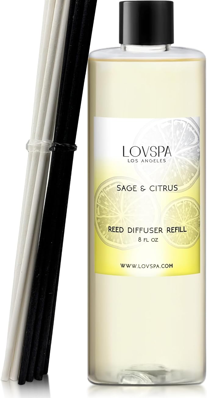 Sage & Citrus Diffuser Oil - Essential Oils for Diffuser Refill & Air Freshener Room Spray - Long-Lasting & Natural Home Fragrance, Scented Oil for Diffusers, USA Made, 8 oz