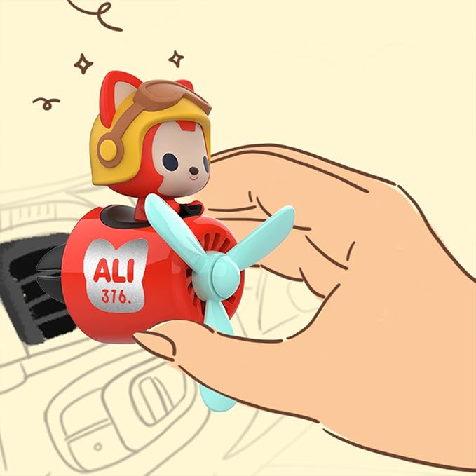 2 Pieces Car Air Fresheners, Cute Bear Pilot Car Diffuser, Propeller Air Outlet Vent Fresheners, Suitable for Automotive Interior Decoration (Duck+Fox)