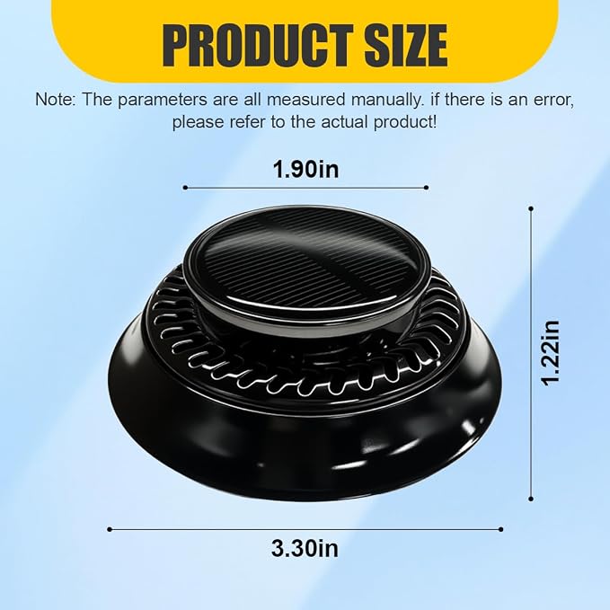 UFO Car Air Freshener Diffuser, Solar Powered Auto Rotary Aroma Diffuser, Long Lasting Aromatherapy Essential Oil Diffuser, Car Interior Decoration Accessories for Most Vehicles(Black)