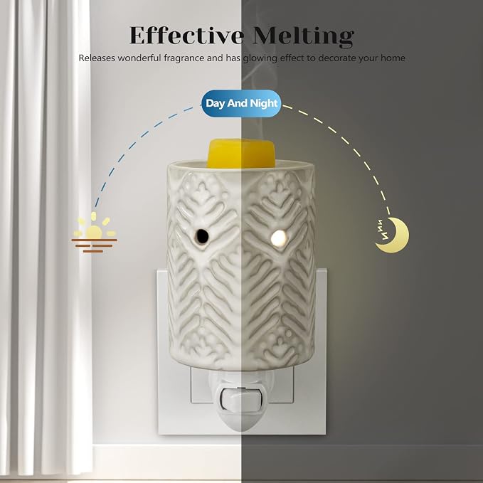 STAR MOON Ceramic Pluggable Wax Melt Warmer for Scented Wax, Diffuser for Fragrance Oil, Candle Melter Plug in Wall for Home, Office and Spa, Ideal Gifts, with Two Bulbs