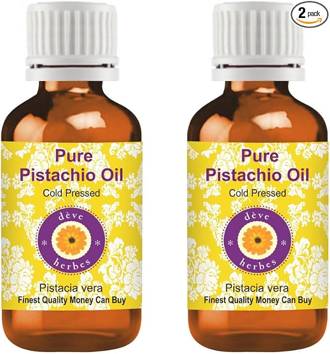 Deve Herbes Pistachio Oil (Pistacia Vera) | Cold Pressed | Pure | Natural | Undiluted | for Diluting Essential Oils | for Skin & Massage | Non-Sticky| Lightweight| Men & Women | 30ml X 2 (2 oz)