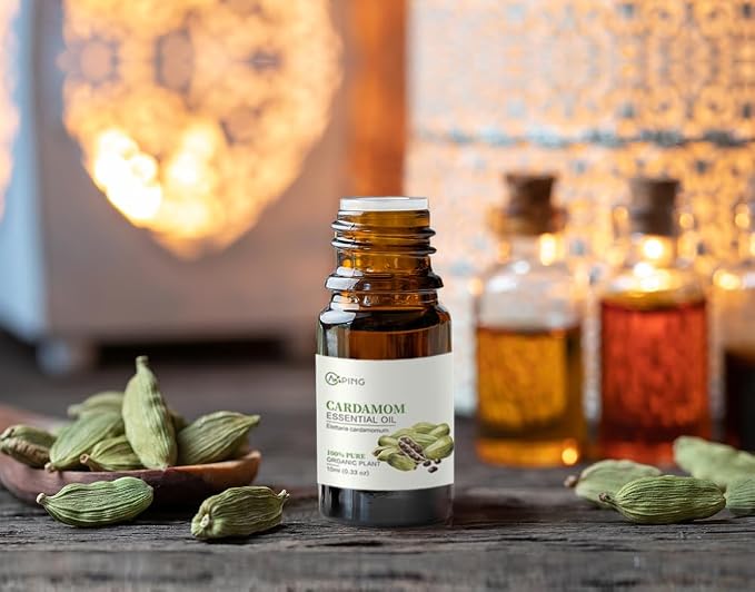 Cardamom Essential Oil - 100% Pure Organic Natural Plant (Elettaria cardamomum) Cardamom Oil for Diffuser, Aroma, Spa, Massage, Yoga, Perfume, 0.33oz