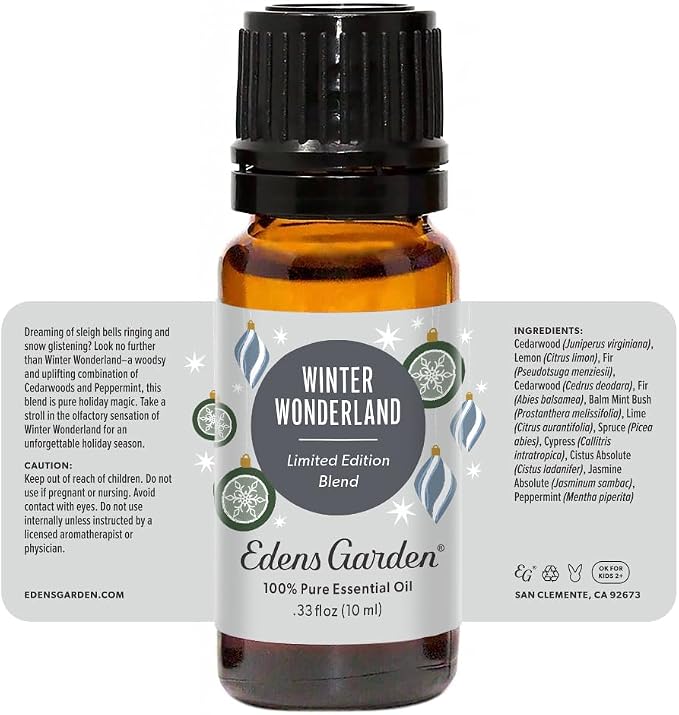 Edens Garden Winter Wonderland Essential Oil Blend- 100% Pure Premium Grade, Undiluted, Natural, Therapeutic, Aromatherapy, The Best for Diffusing, Candle, Laundry, Humidifiers 10 ml (.33 fl oz)