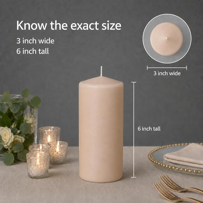 Yummi 3" x 6" Sandstone Round Pillar Candles - 3 per Pack