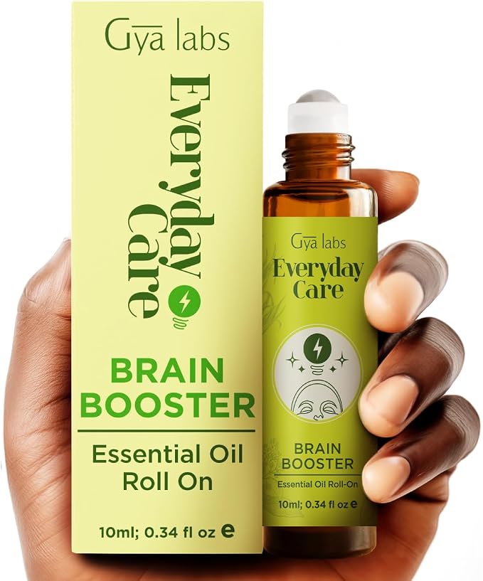 Deep Calm Oil & Brain Booster Oil Roll On Set - Aromatherapy Grade Essential Oils Roll On Set - 2x0.34 fl oz - Gya Labs