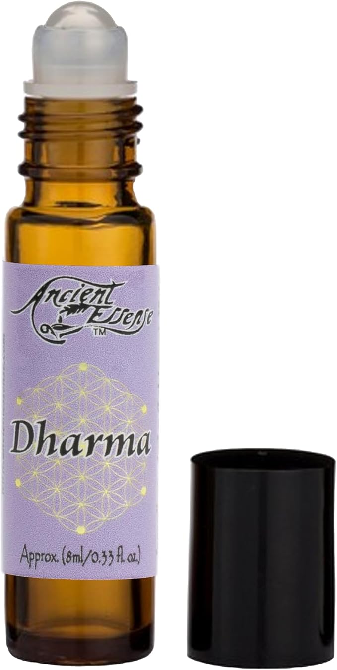 Ancient Essence Dharma Roll On Essential Oil Aromatherapy Calming & Relaxing with Violets, Myrrh, and Amber (1/3 FL OZ)