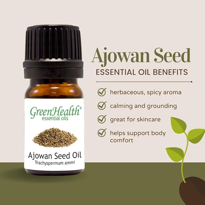 Ajowan Seed Essential Oil - 4 fl oz - Amber Glass Bottle w/Cap - GreenHealth