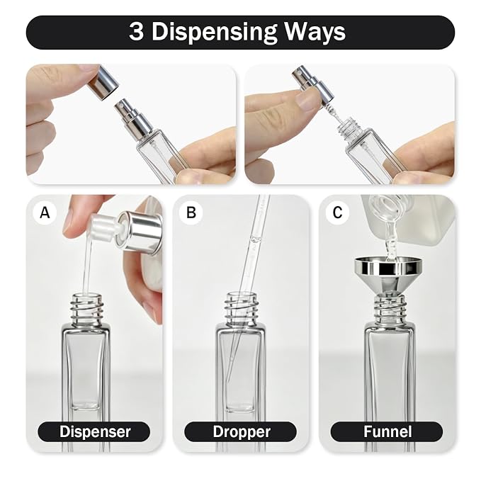 Elfenstall- Empty 5Pcs Mini 10ml 1/3oz Colorful Glass Perfume Bottles Set Refillable Multi-color Leak-proof Bottle for Cologne Perfume Sample Container
