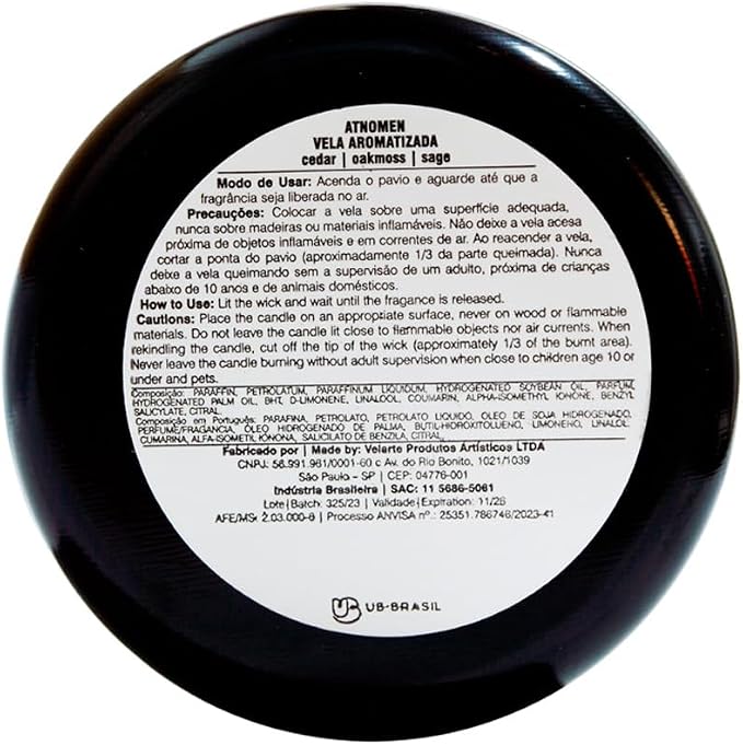 Relaxing Scented Candle - Cedar, Oakmoss and Sage - 100g