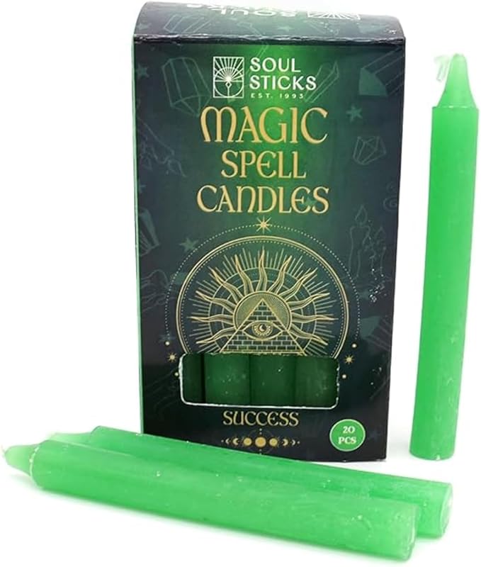 SOUL STICKS Success Magic Spell Chime Taper Candles 20 Pack Chime Candles for Rituals, Prayer, Birthdays, Meditation, Altar, Spells, Witchcraft Supplies, Wiccan Supplies, Candles Clearance