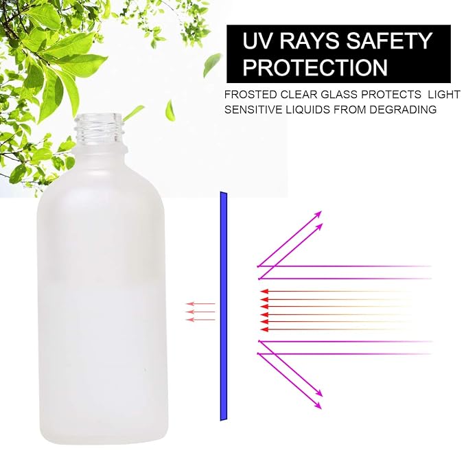 Glass Spray Bottle 3.4oz, Empty Frosted Perfume Atomizer, Fine Mist Spray,Gold Sprayer (2 PACK)