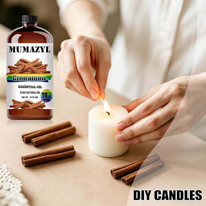 Cinnamon Essential Oil, Cinnamon Oil 16 Fl Oz 480ML for Diffuser Humidifier Yoga Cleaning DIY Candle Soap Making MUMAZYL Essential Oils