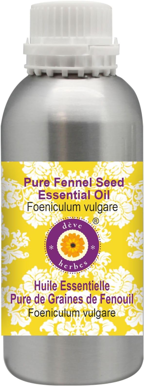 Deve Herbes Pure Fennel Seed Essential Oil (Foeniculum vulgare) Steam Distilled 300ml (10 oz)