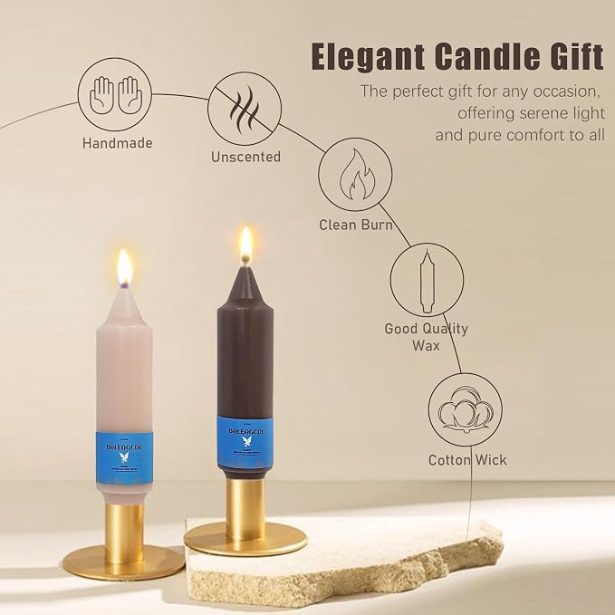Smokeless Candlesticks Short Taper Candle,Unscented 5 Inches Gradient Brown Candle Sticks Dripless Tapered Candles for Home Décor Gifts