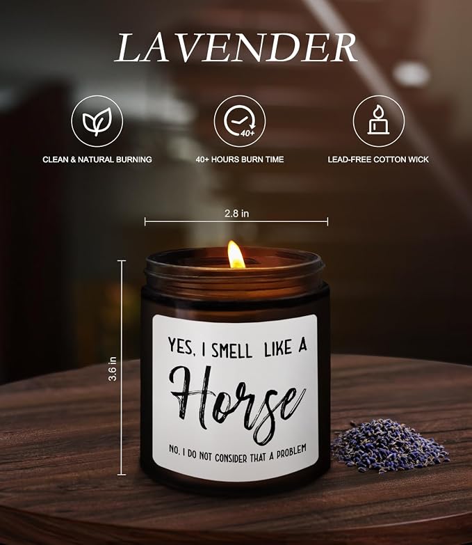 Horse Candle - Cedar & Lavender Scented, Equestrian Gift for Horse Lovers, 8 oz