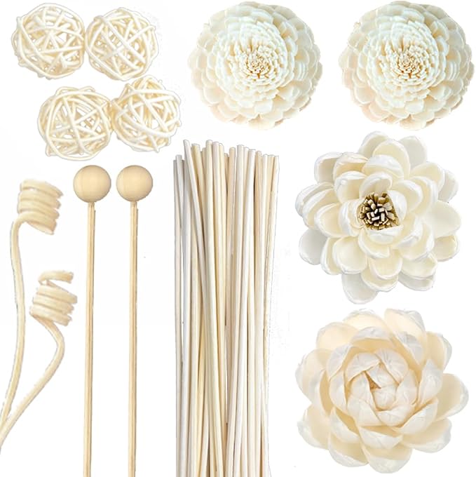 42PCS Reed Diffuser Sets | Natural Rattan Flower Reed Fragrance Diffuser Set | Fragrance Diffuser Replacement Rattan Sticks | Home Decor