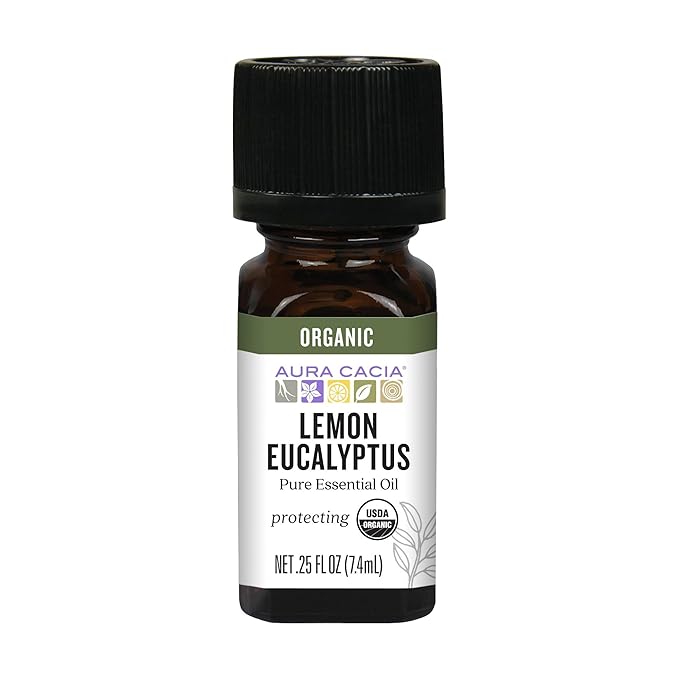 Aura Cacia Organic Lemon Eucalyptus Essential Oil, 0.25 FZ