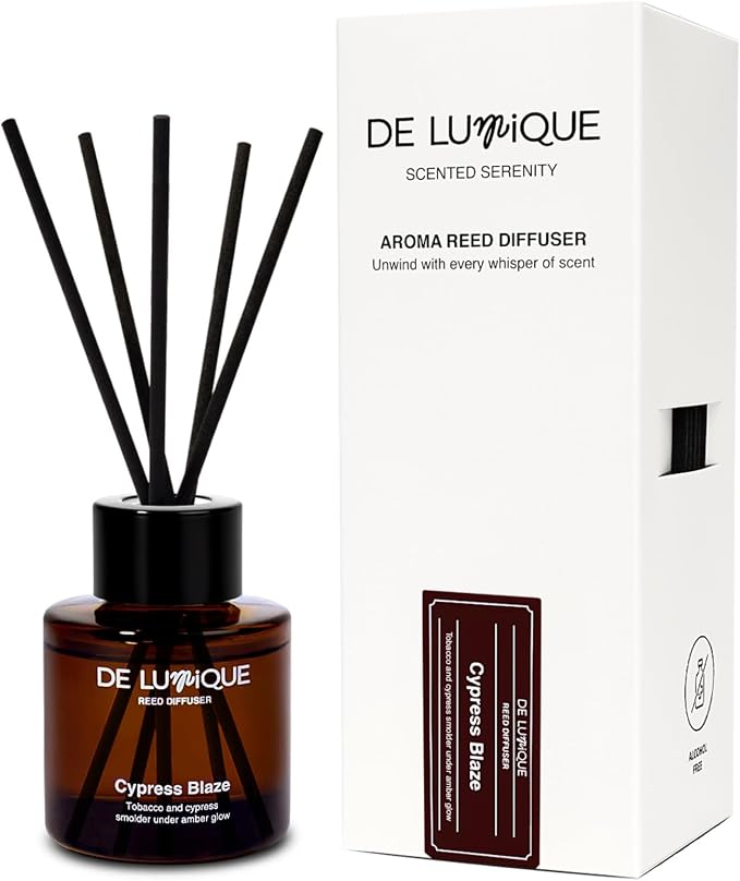 Cypress Blaze Scent Aroma Reed Diffuser – Long-Lasting Aromatherapy Diffuser with Essential Oils – Home Fragrance Diffuser for Bedroom, Bathroom & Living Room