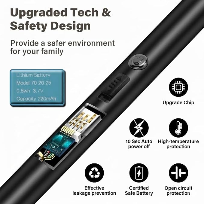 Electric Candle Lighter Windproof USB Rechargeable Flameless Long Neck Lighter for Candles Gas Stove Fireplace BBQ Kitchen Grills (Black Champagne Gold)