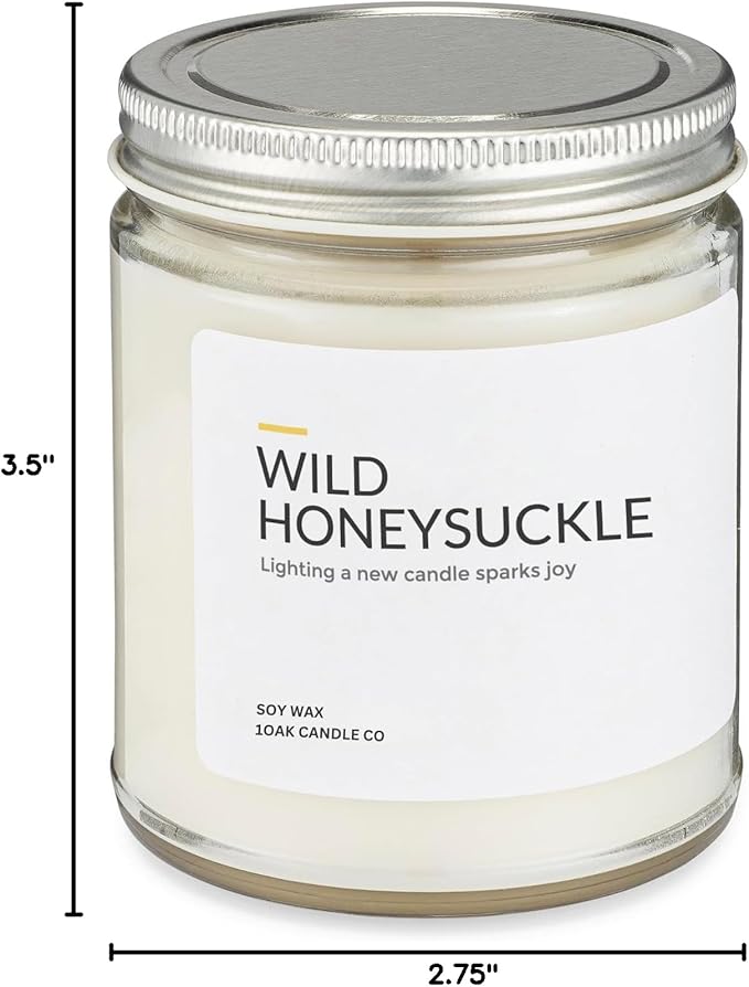 1OAK Honeysuckle Candle - Soy Wax Scented Candles (Wild Honeysuckle) - Soy Candles for Home Scented - Long Burning Premium - Hand-Poured (7oz.)