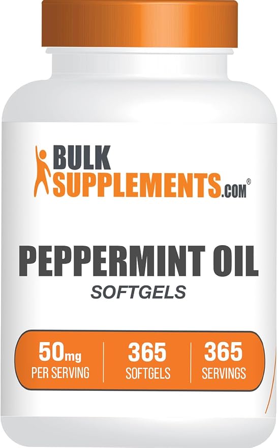 BulkSupplements.com Peppermint Oil Softgels - Peppermint Supplement, Peppermint Oil Pills, Peppermint Oil Capsules 50mg - Gluten Free, 1 Softgel per Serving, 365 Count (Pack of 1)