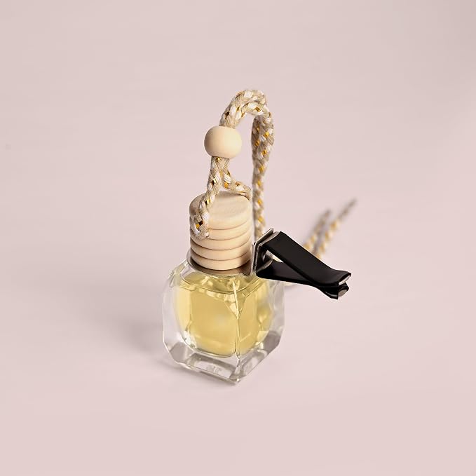 Llum Tuscan Leather Hanging Car Air Freshener – Luxury Automotive Perfume Diffuser 10ml (0.34 fl oz), Long-Lasting Fragrance, Alcohol-Free Non-Toxic Scent, Glass Bottle With Wood Cap & AC Vent Clip