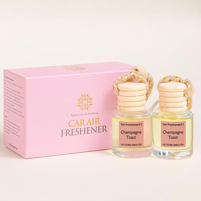 Hanging Car Air Freshener, Long Lasting Scent, Cute Air Fresheners for Women, 2 Pack Non-Toxic Essential Oil Diffuser, Made in USA