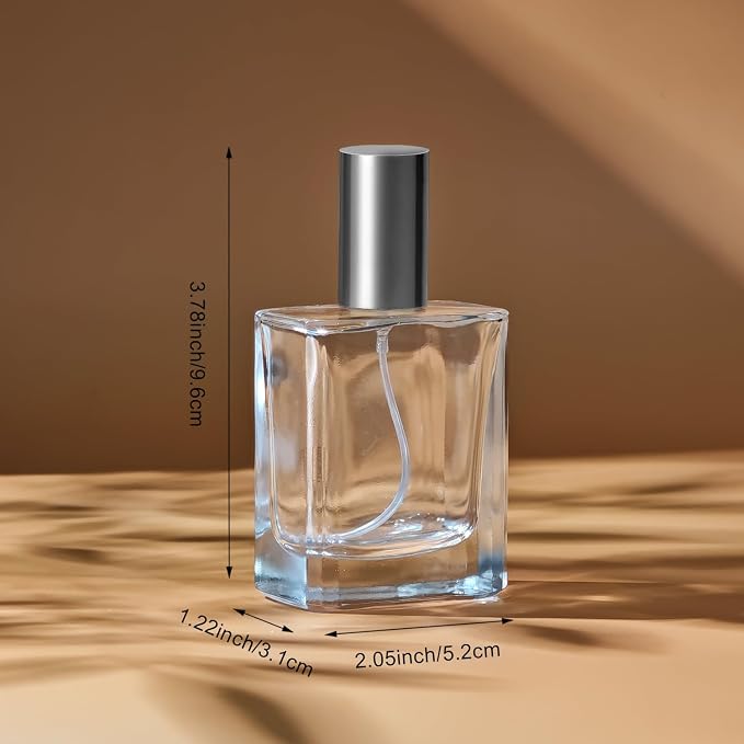 50ml/1.7 Oz Glass Spray Bottle Perfume Atomizer,Travel Refillable Perfume Bottles Empty Classic Spray Bottle 2Pack (Silver, 50ml)