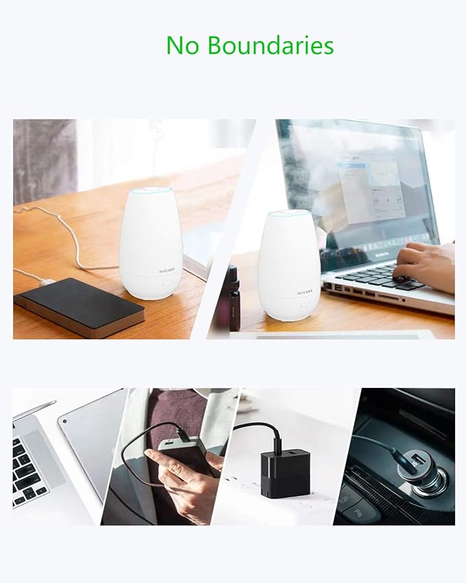 Diffuser,USB Plug-in Car Portable Aromatherapy Diffuser,Essential Oils for Diffusers with 7 Colors Lights 2 Switch Mode Waterless Auto Off for Car Home Office Room (White)
